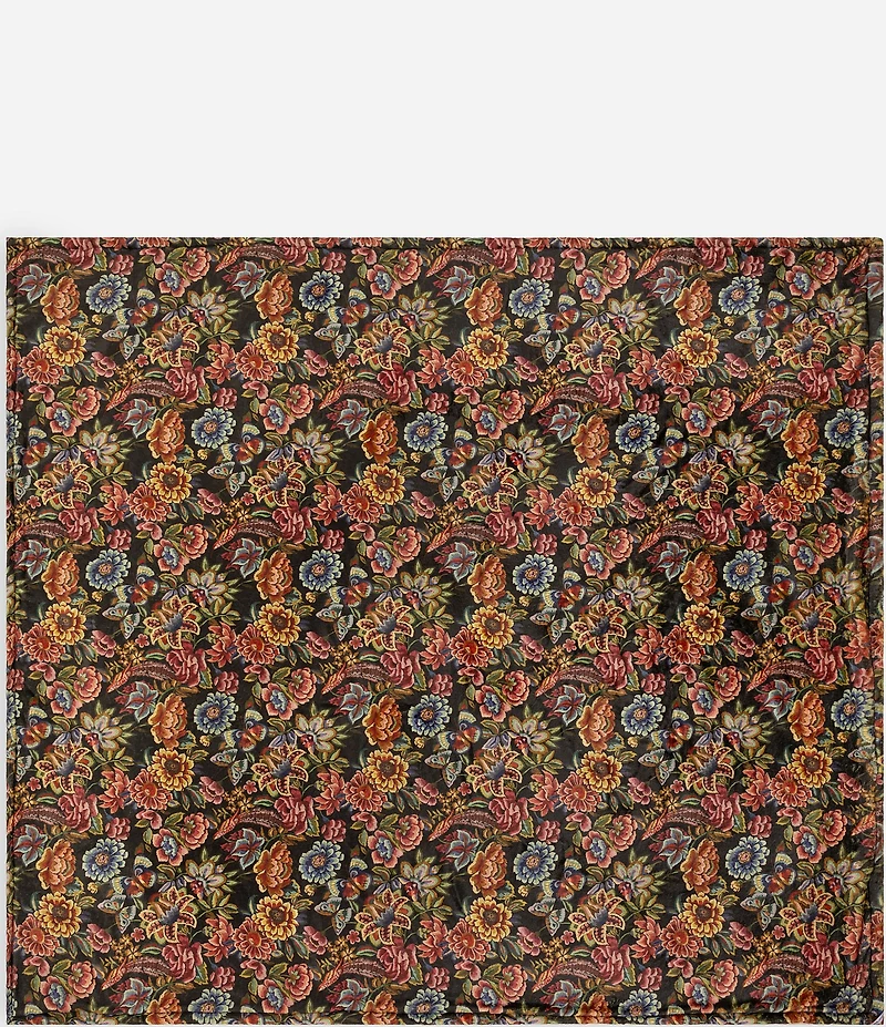 JOHNNY WAS Laurel Canyon Antiqua Flower Print Cozy Reversible Throw Blanket