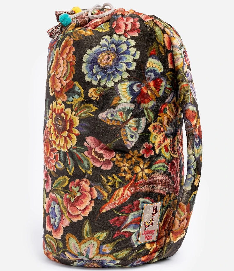 JOHNNY WAS Laurel Canyon Antiqua Flower Print Cozy Reversible Throw Blanket