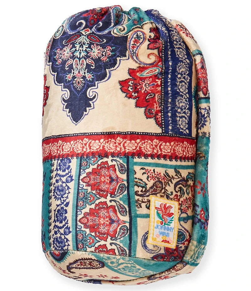 JOHNNY WAS Laurel Canyon Ivory Scarf Cozy Reversible Throw Blanket