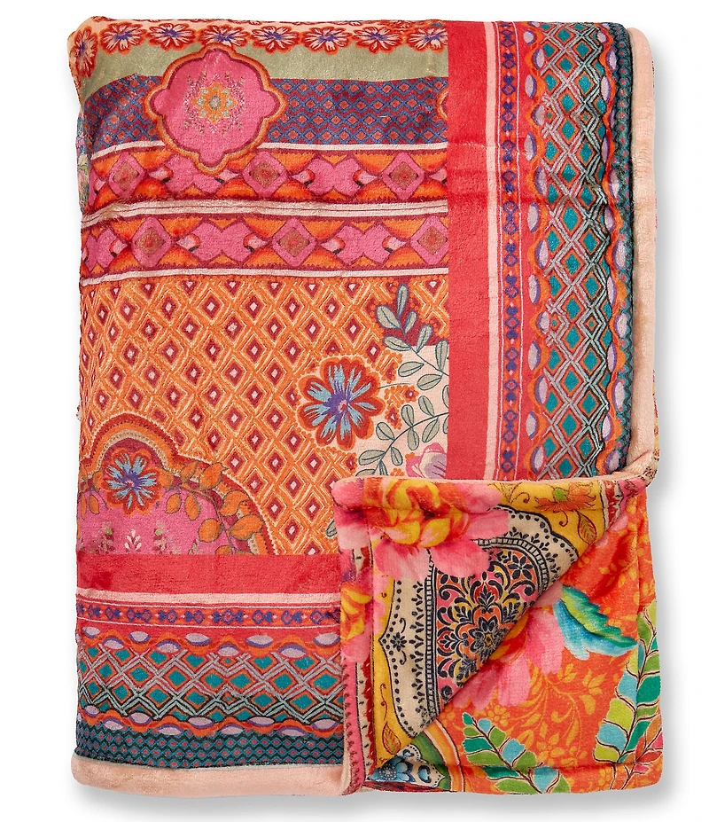 JOHNNY WAS Laurel Canyon Tami Scarf Cozy Reversible Throw Blanket