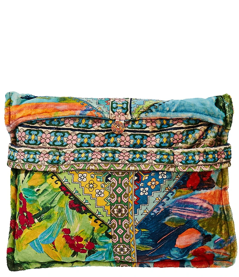 JOHNNY WAS Lavandula Scarf Cozy Reversible Throw Blanket