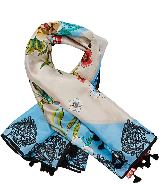 JOHNNY WAS Lewisia Print Silk Square Scarf at CoolSprings Galleria