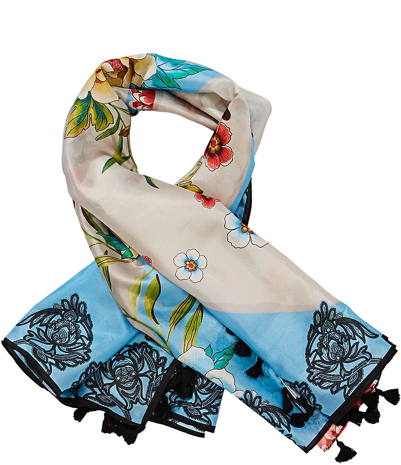 JOHNNY WAS Lewisia Print Silk Square Scarf