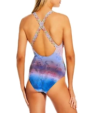 JOHNNY WAS Lilliana Floral Crisscross Back One Piece Swimsuit