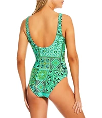JOHNNY WAS Lilliana Reversible Square Neck Tank One Piece Swimsuit
