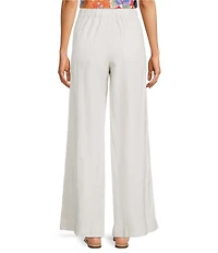 JOHNNY WAS Linen Embroidered Pleated Wide Leg Pants