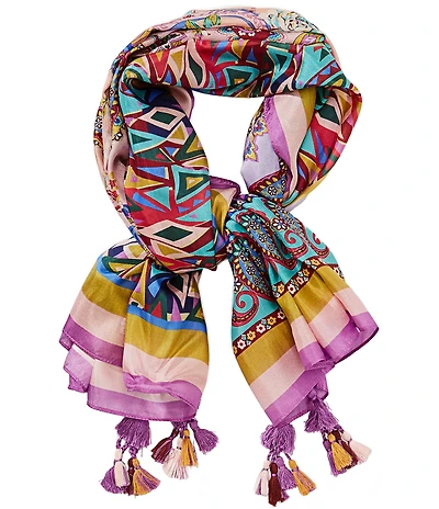 JOHNNY WAS Magaly Print Silk Square Scarf