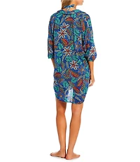 JOHNNY WAS Maris Tropical Button Down Shirt Dress Cover-Up