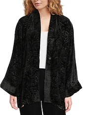 JOHNNY WAS Merhawi Reversible Print to Solid Burnout Velvet Kimono Jacket