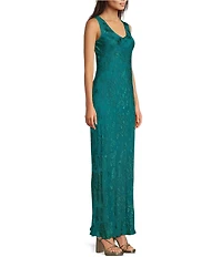 JOHNNY WAS Mira Velvet Burnout V-Neck Sleeveless Maxi Dress