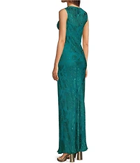 JOHNNY WAS Mira Velvet Burnout V-Neck Sleeveless Maxi Dress