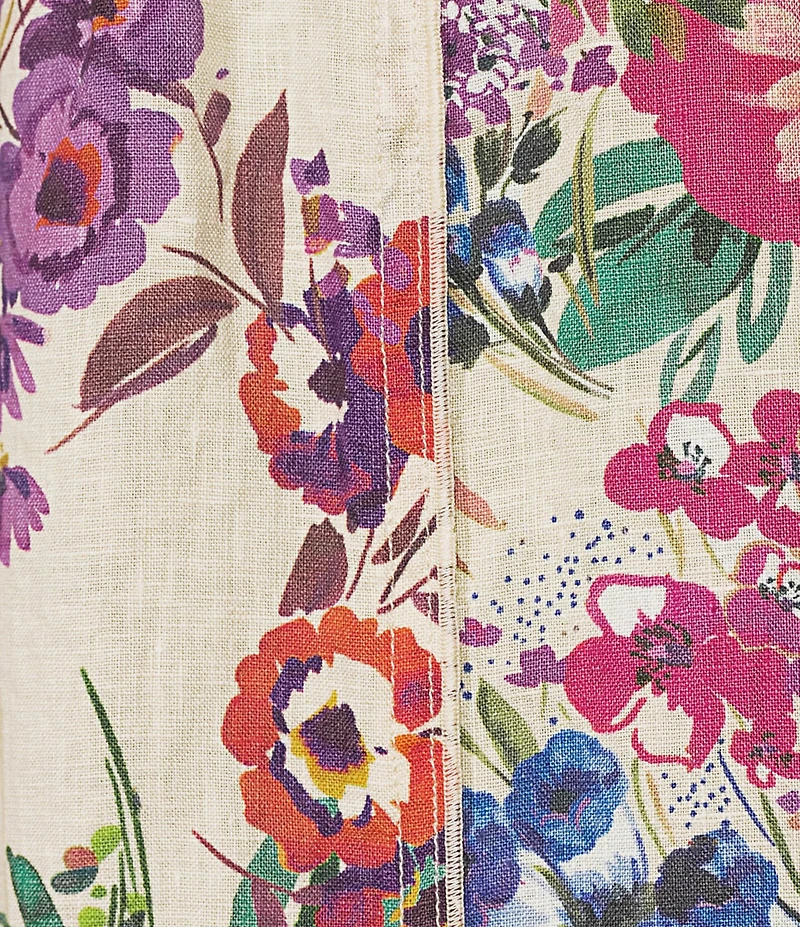 JOHNNY WAS Mixed Floral Printed Linen Seamed A-Line Pull-On Coordinaitng Midi Skirt