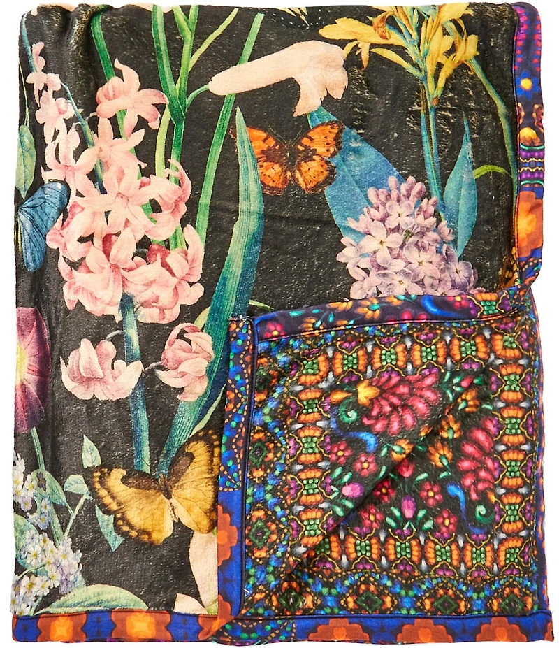 JOHNNY WAS Monarch Travel Reversible Cozy Blanket