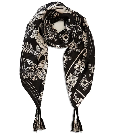 JOHNNY WAS Myna Printed Silk Square Scarf