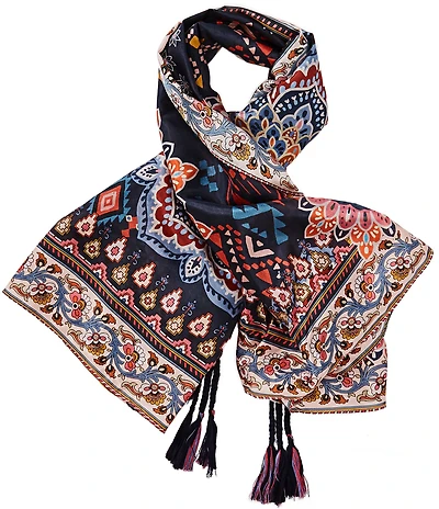 JOHNNY WAS Padma Print Silk Square Scarf