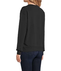 JOHNNY WAS Pajaro Bird and Floral Embroidered Crew Neck Long Sleeve Sweatshirt