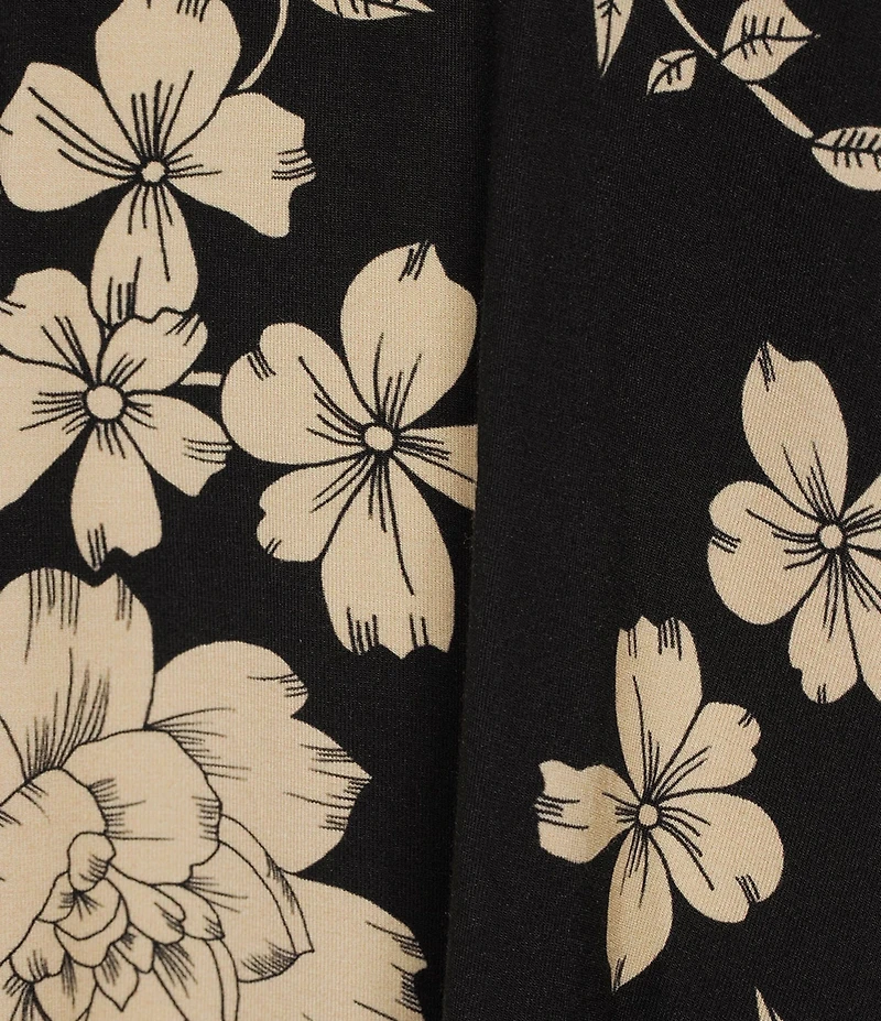 JOHNNY WAS Redland Favorite Bamboo Stretch Knit Floral Print V-Neck Short Sleeve Tee Shirt
