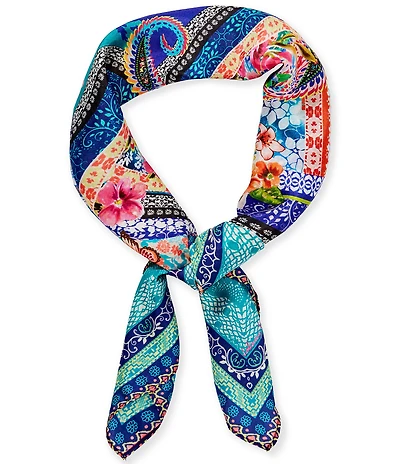 JOHNNY WAS Romana Floral Print Silk Square Scarf