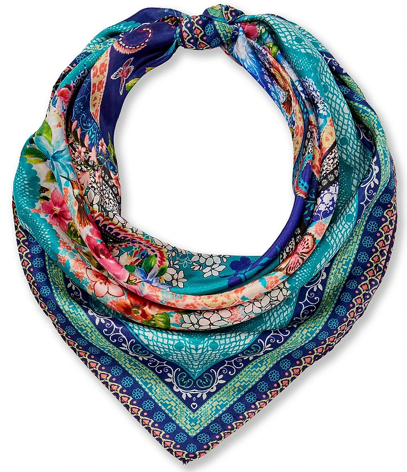 JOHNNY WAS Romana Floral Print Silk Square Scarf