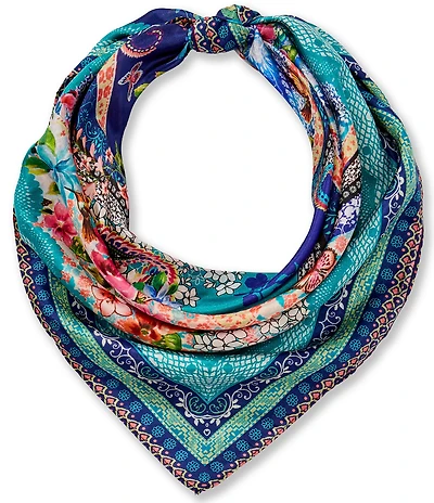 JOHNNY WAS Romana Floral Print Silk Square Scarf