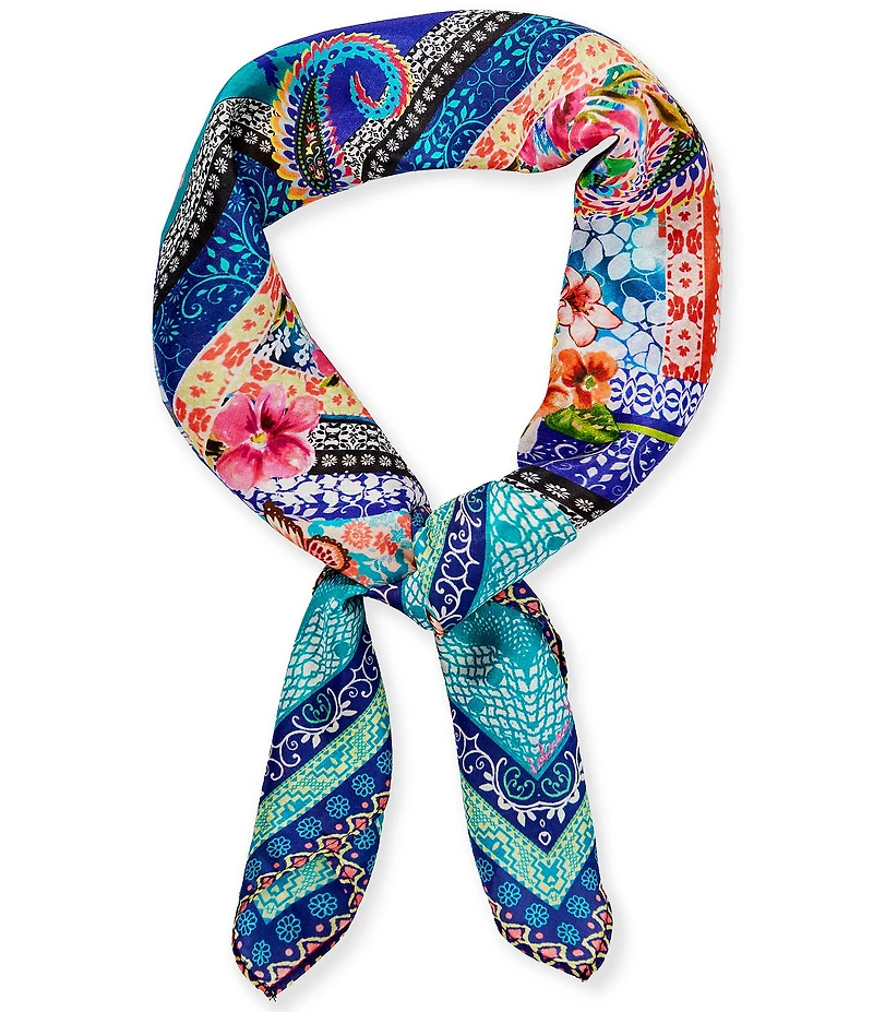 JOHNNY WAS Romana Floral Print Silk Square Scarf