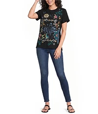 JOHNNY WAS Santorini Coastline Embroidered Crew Neck Short Sleeve Tee