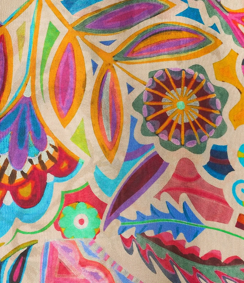 JOHNNY WAS Silk Filaree Gillian Mix Reversible Print Coordinating Open Front 3/4 Sleeve Kimono