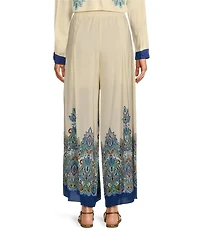 JOHNNY WAS Silk Printed Pleated Wide Leg Pull-On Pants