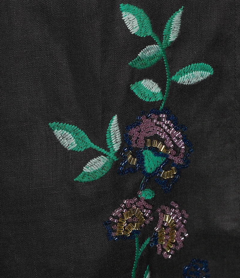 JOHNNY WAS Sloan Placement Embroidered Floral Round Neck Sleeveless Tie Front Vest