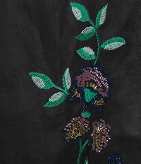 JOHNNY WAS Sloan Placement Embroidered Floral Round Neck Sleeveless Tie Front Vest