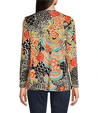 JOHNNY WAS Sunrise Favorite Patchwork Floral Geo Print Long Sleeve Tee Shirt