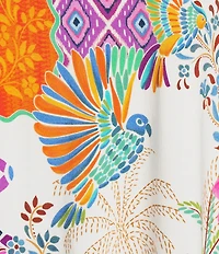 JOHNNY WAS The Janie Favorite Avelar Mixed Print Crew Neck Elbow Sleeve Swing Dress