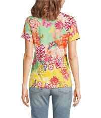 JOHNNY WAS The Janie Favorite Charlie Floral Print V-Neck Short Sleeve Knit Tee