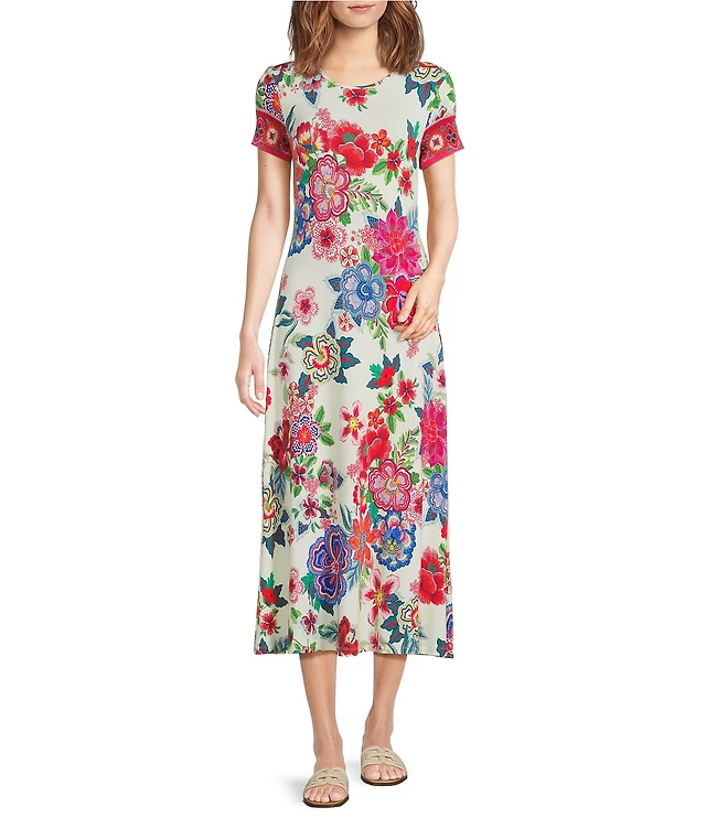 JOHNNY WAS The Janie Favorite Jenny Scarf Mixed Print Crew Neck