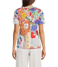 JOHNNY WAS The Janie Favorite Mcdreamer Print V-Neck Short Sleeve Tee