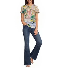 JOHNNY WAS The Janie Favorite Olympe Scenic Scarf Print Crew Neck Short Sleeve Tee