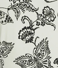 JOHNNY WAS The Janie Favorite Sydnee Butterfly Print Crew Neck Elbow Sleeve Knit Tee