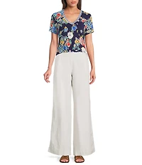 JOHNNY WAS The Janie Favorite Tiana Scarf Print V-Neck Short Sleeve Tee