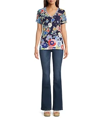 JOHNNY WAS The Janie Favorite Tiana Scarf Print V-Neck Short Sleeve Tee