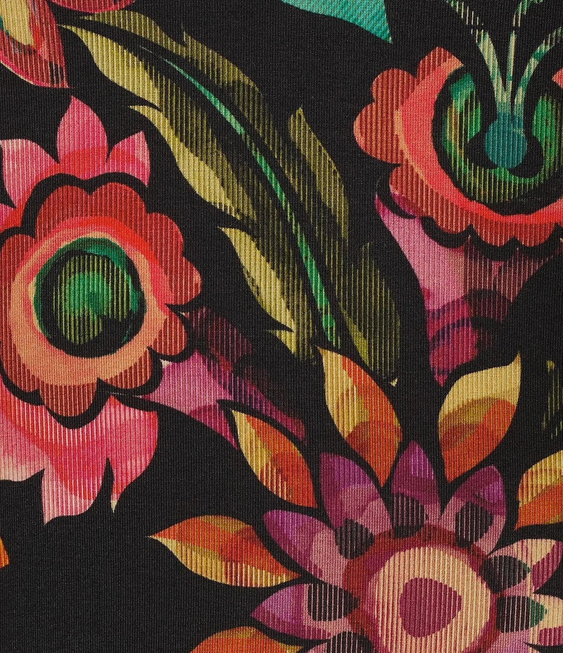 JOHNNY WAS The Janie Favorite Valley Of The Fleurs Floral Print Knit V-Neck Short Sleeve Tee