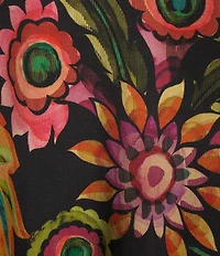 JOHNNY WAS The Janie Favorite Valley Of The Fleurs Floral Print V-Neck Cap Sleeve Midi Dress