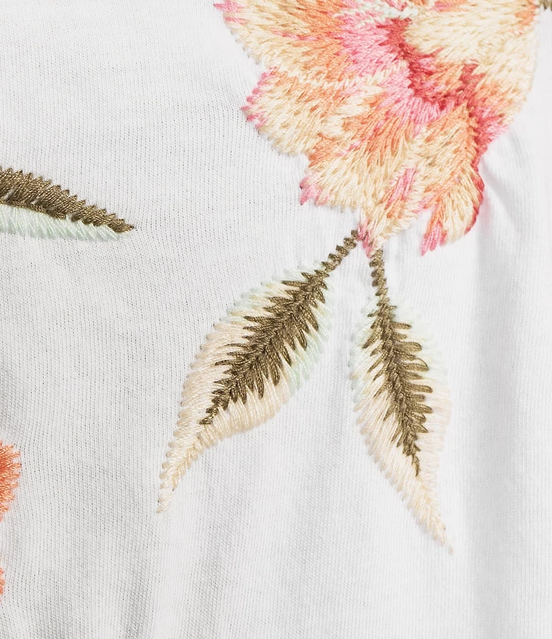 JOHNNY WAS Vienna Floral Embroidery Motif Long Kimono Sleeve Tee