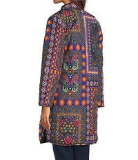 JOHNNY WAS Vivi Ornate Print Open Front Long Sleeve Puffer Jacket