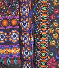 JOHNNY WAS Vivi Ornate Print Open Front Long Sleeve Puffer Jacket