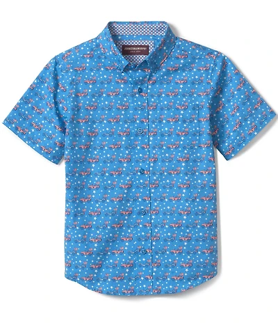 Johnston & Murphy Little /Boys 4-16 Short Sleeve Patriotic Car Print Shirt