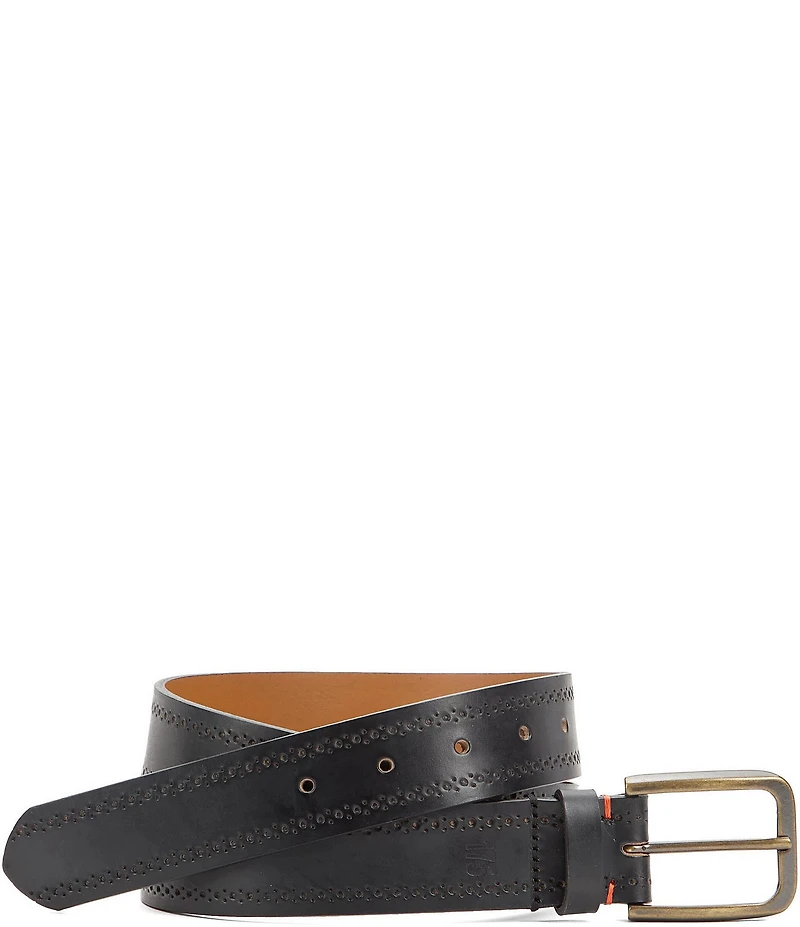 Johnston & Murphy 175th Brogue Detail Leather Belt
