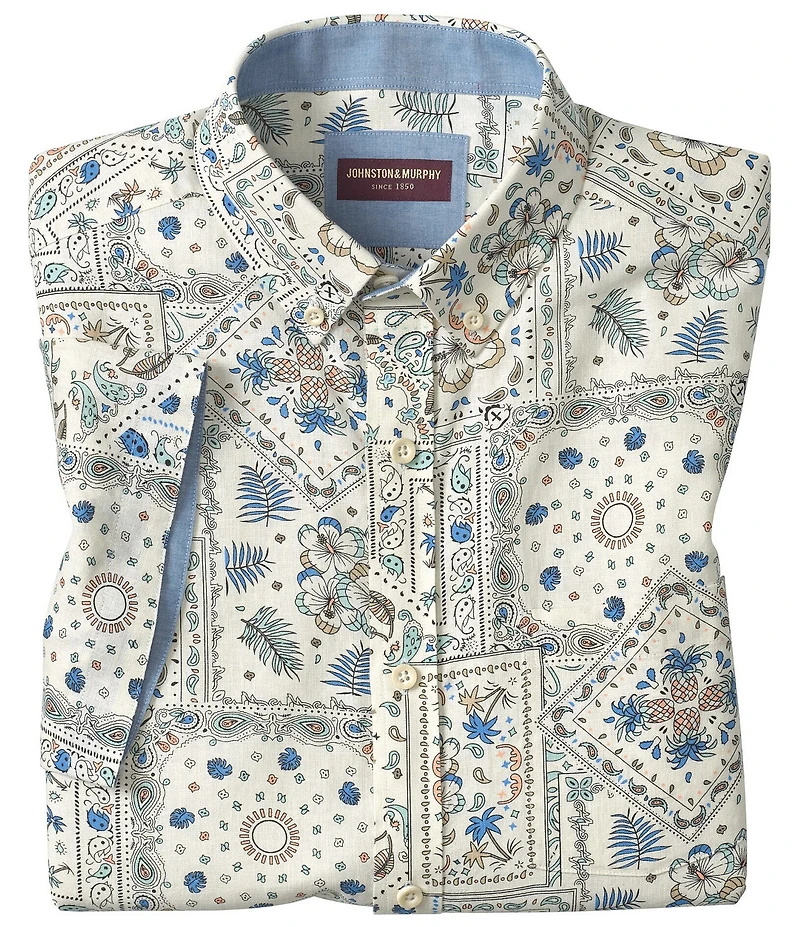 Johnston & Murphy Bandana Print Short Sleeve Woven Shirt