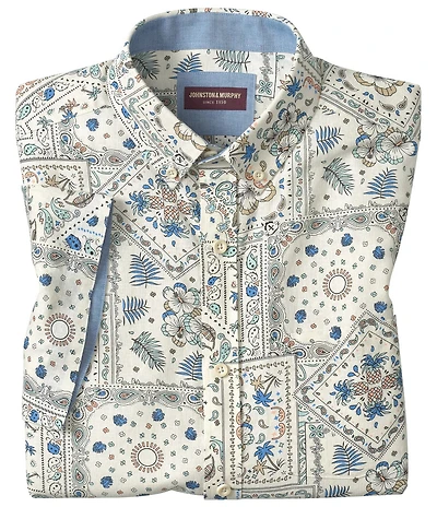 Johnston & Murphy Bandana Print Short Sleeve Woven Shirt
