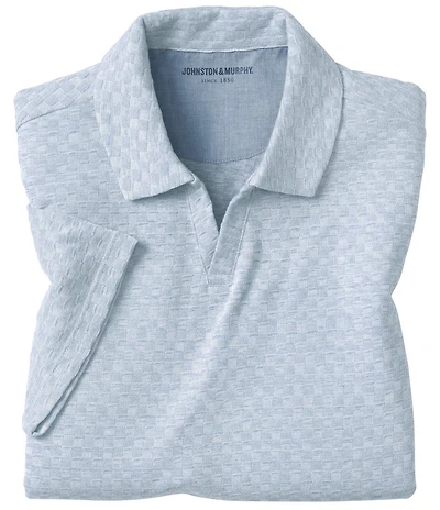 Johnston & Murphy Basketweave Johnny Collar Short Sleeve Polo Shirt