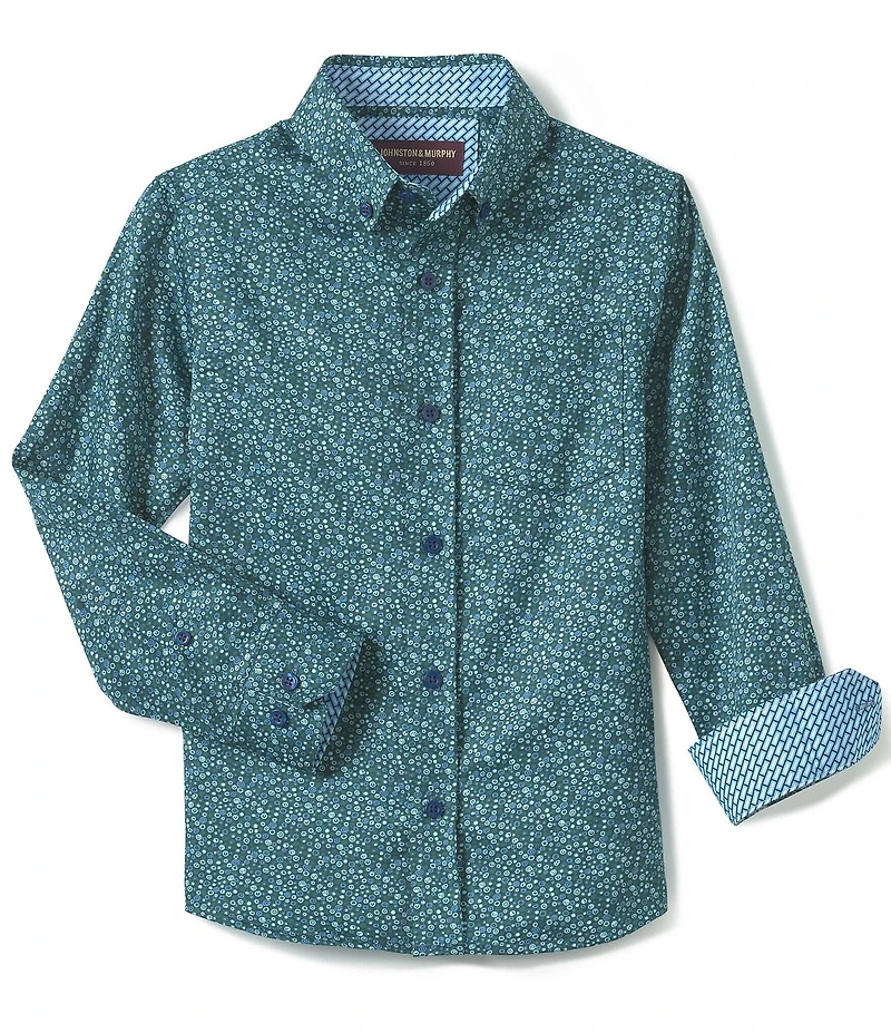 Johnston & Murphy Big Boys 8-20 Long Sleeve Bubble Print Shirt